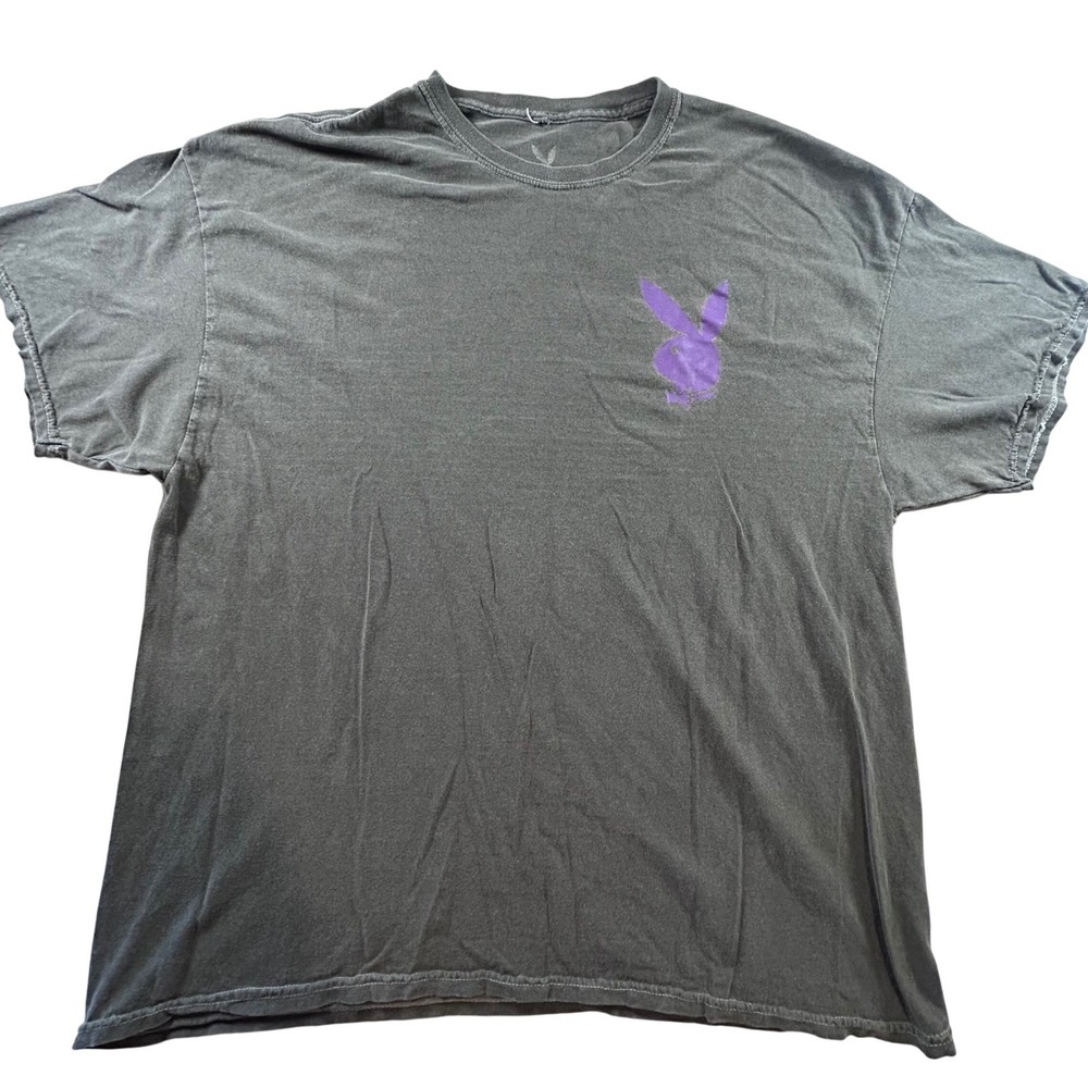 Playboy Graphic T Shirt Gray Playmate Bunny Logo Adult Mens Large L