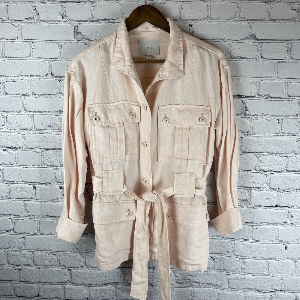 Joie Utility Jacket Women’s XS Pink Linen Blend Belted  Casual