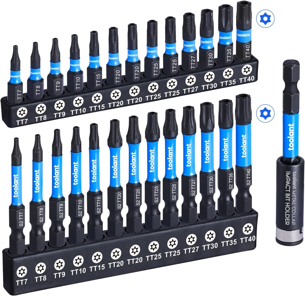 27Pc S2 Steel Security Torx Bit Set TT7-TT40 Tamper Proof Impact Ready