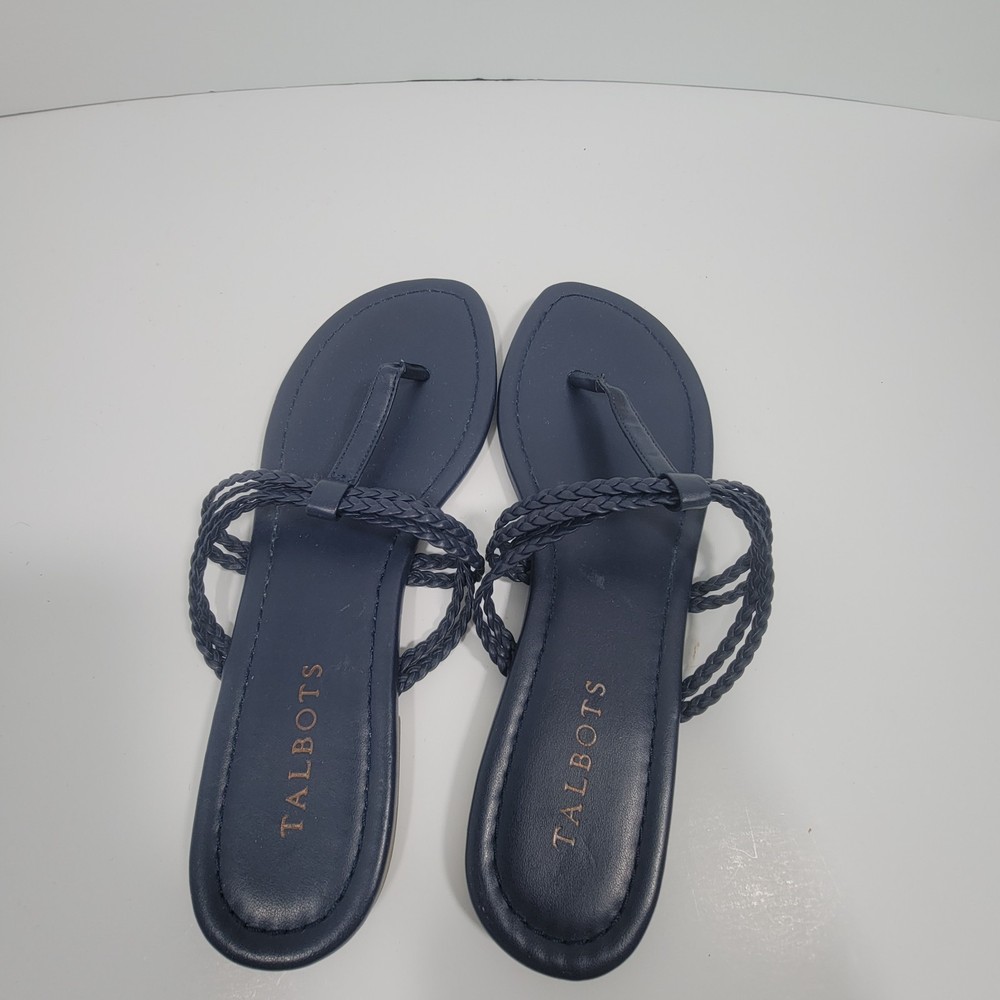 Talbots 8 Cece Braided Flip Flop Sandals Navy