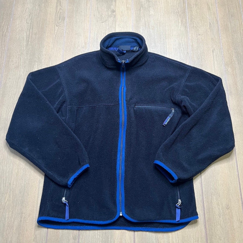 Vintage Patagonia Fleece Jacket Mens Medium Black Blue Made in USA 90s