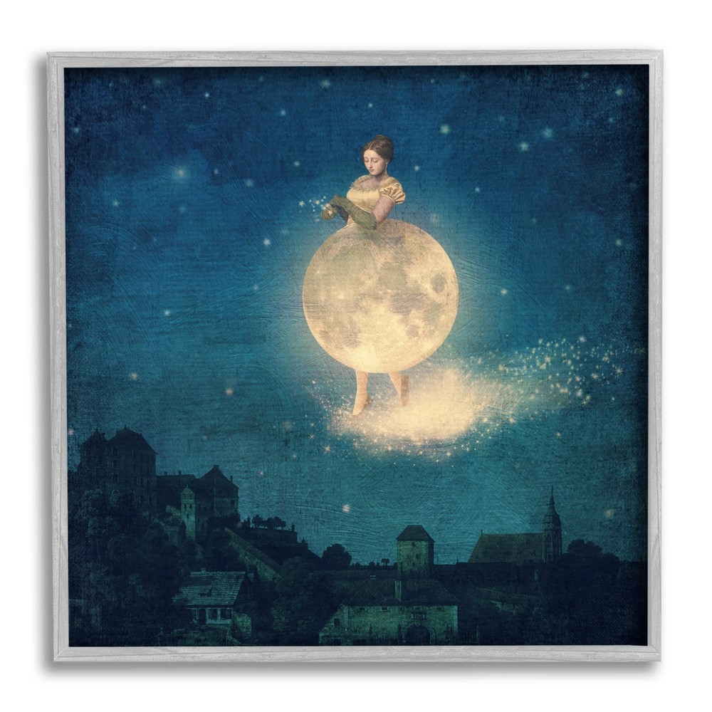 Surreal Lunar Woman Nighttime Stars Cityscape, Design by Paula Belle Flores