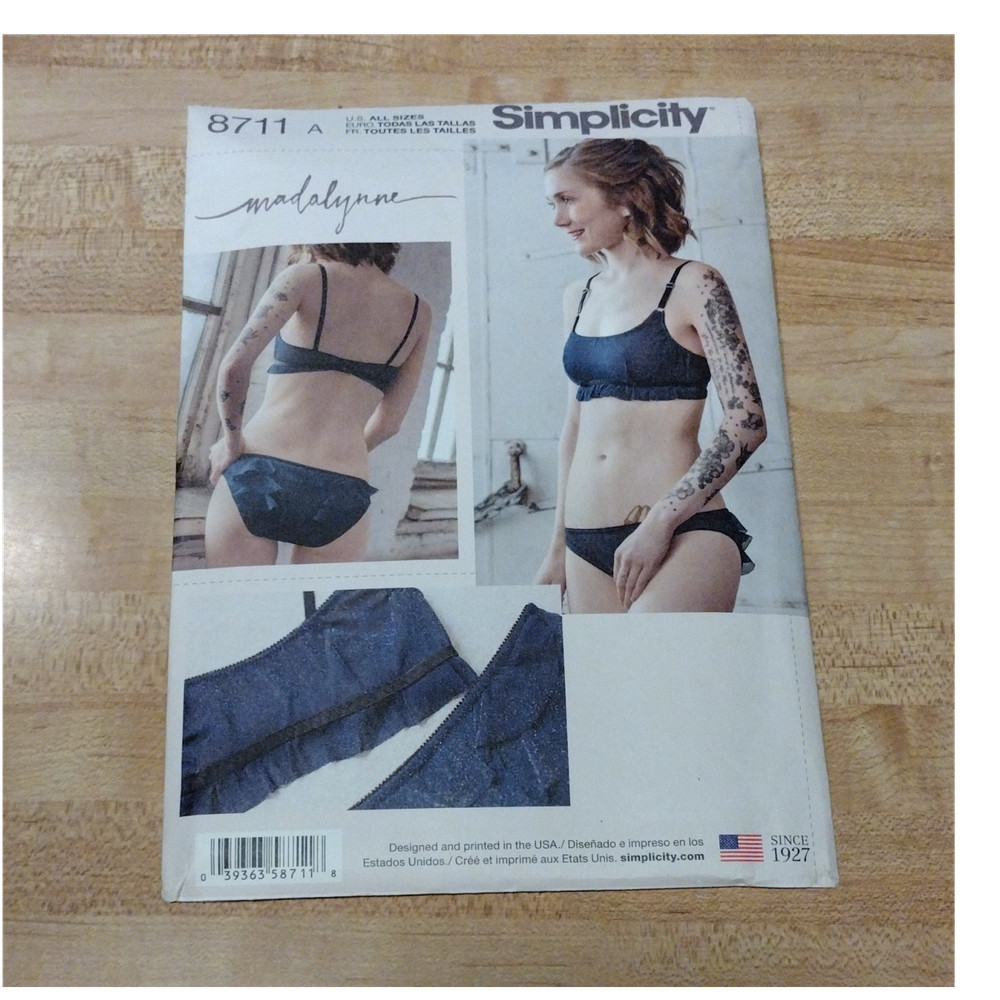 Simplicity 8711 Bra & Panties Sewing Pattern Madalynne Monowire All Sizes