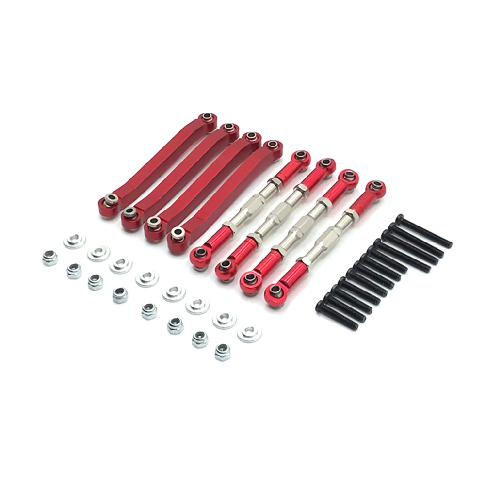 Red Chassis Pull Rod Turnbuckle Linkage Set for MN D90 D91 D99 1/12 RC Car
