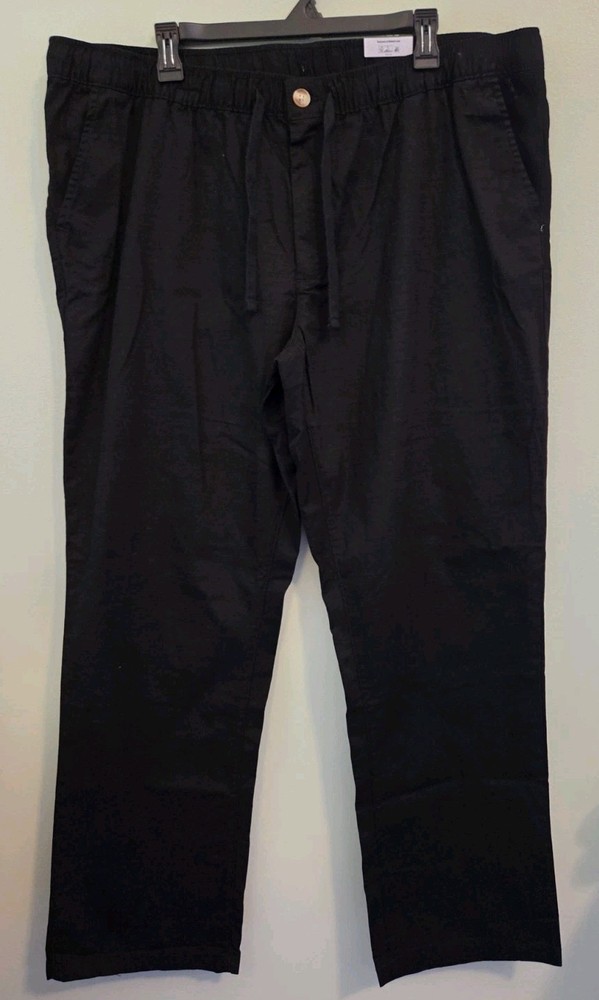 George Men's XL  40-42 Weekend Pull-On Chino Pants BLACK Stretch Waist #21426