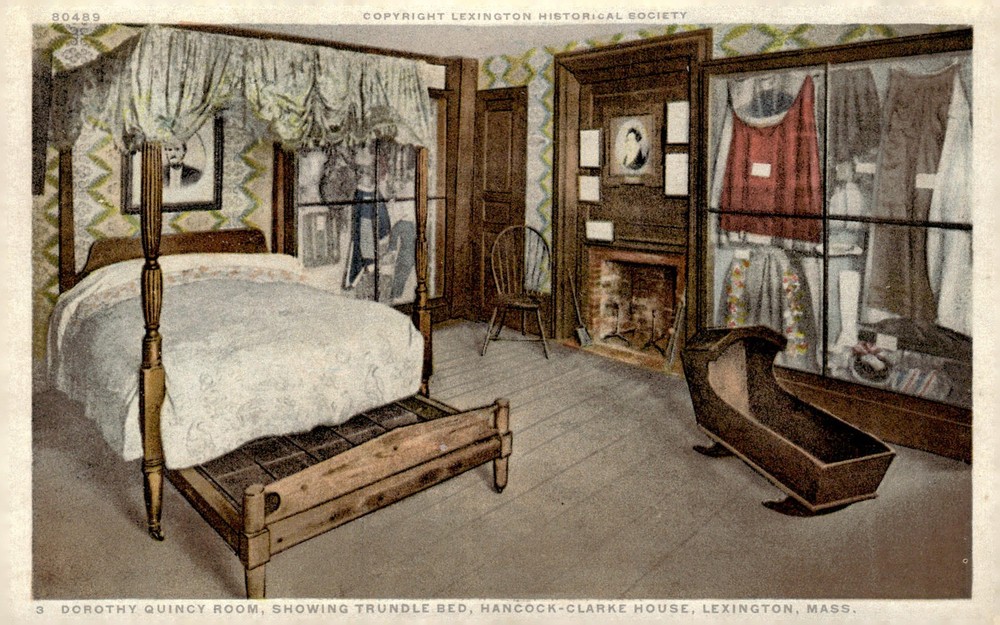 1910s Hancock-Clarke House Lexington MA Dorothy Quincy Room Trundle Bed Postcard