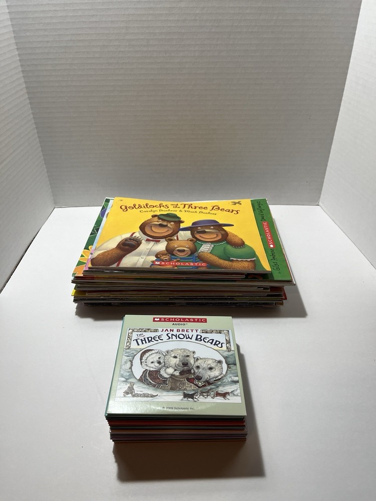 lot of 20 assorted scholastic books with audio books on cds childrens stories