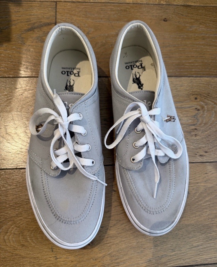 Polo Ralph Lauren Faxon X Men's Light Gray Canvas Lace-Up Sneakers US 9.5