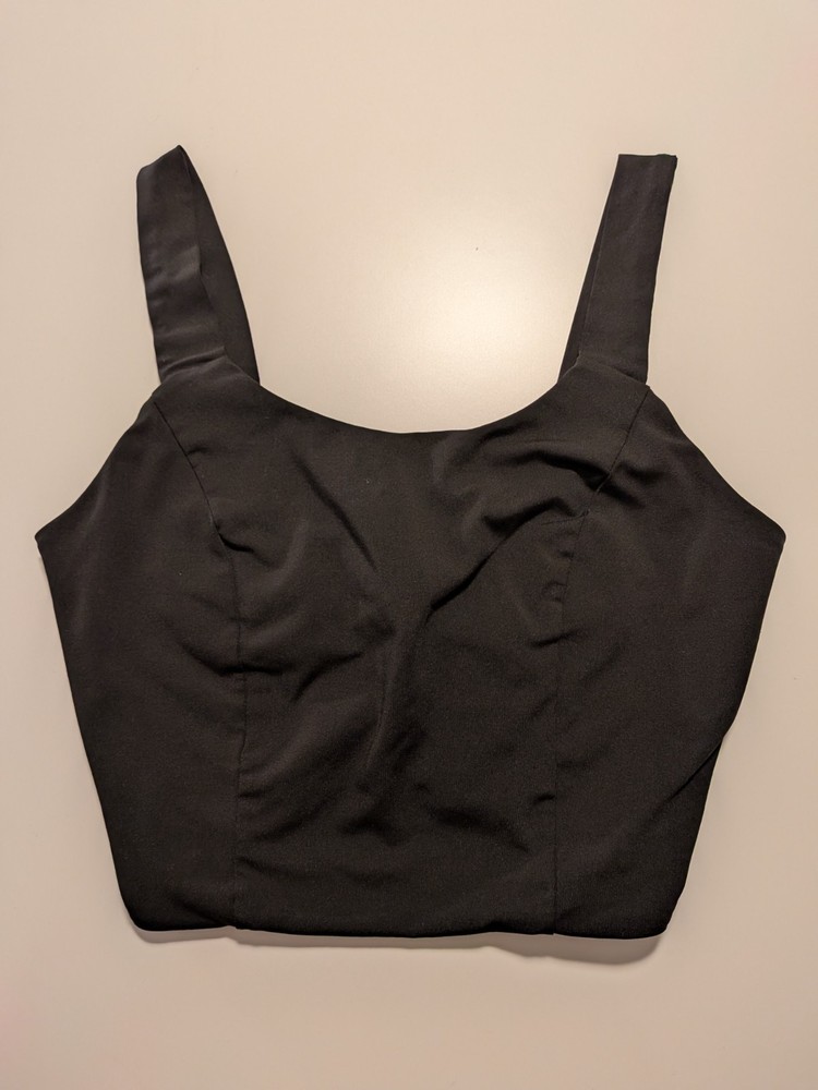 SHEIN Womens Sports Bra Crop Top Black Strappy Medium