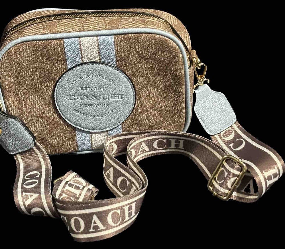 New York Coach Crossbody Bag Brown & Blue Single Zipper No Tags