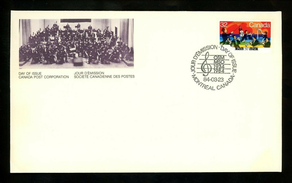 Postal History Canada FDC #1010 Music Related Montreal Symphony Orchestra 1984