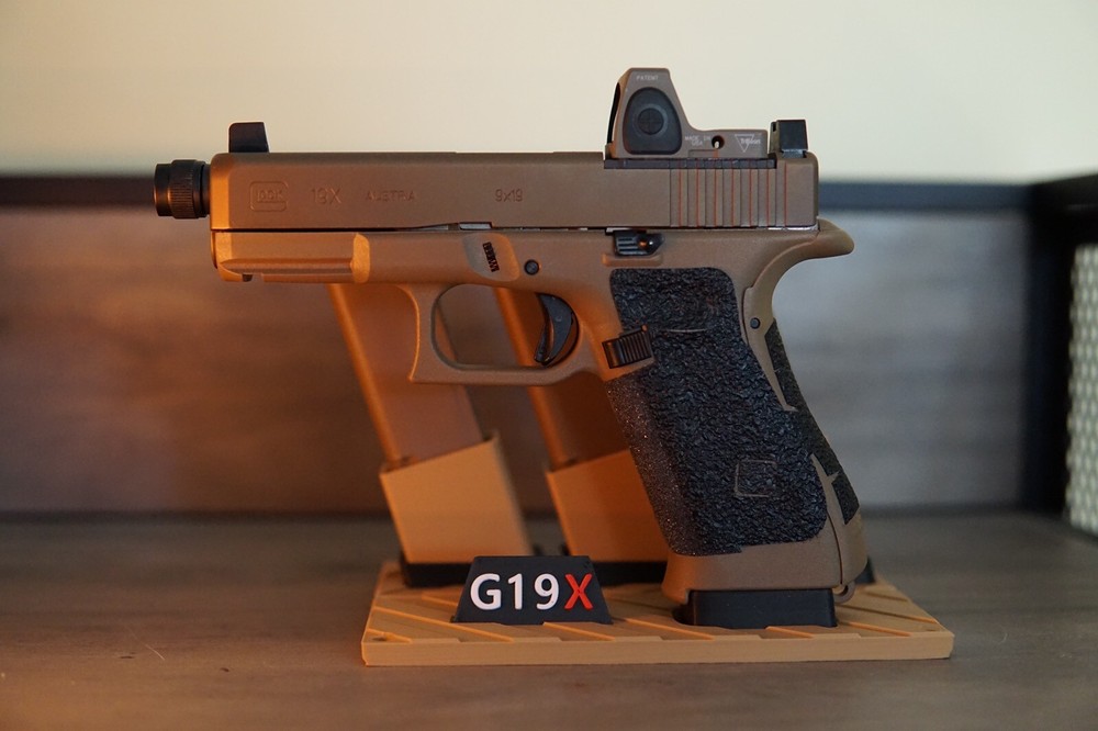 Pistol & Magazine Stand for Glock 19X Handgun.