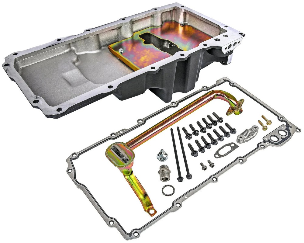 JEGS 50277 Retrofit Oil Pan GM LS Series Black Cast Aluminum Stock Location Filt
