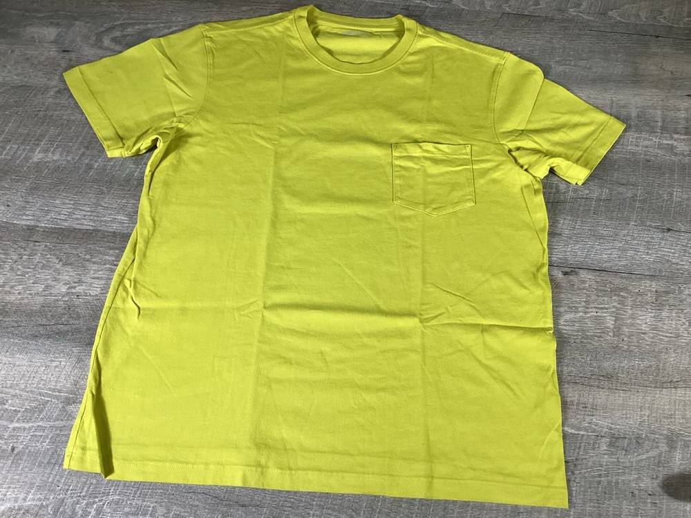 American Giant Pocket T Shirt Men L Snake Eye Yellow Made USA Cotton Casual New