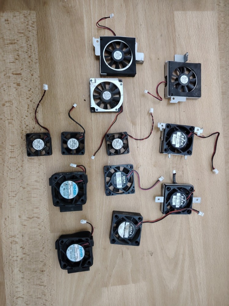 Lot of 12 Mixed DC 12V Cooling Fans - SEPA, NMB, Matsushita - OEM Car Radio/Navi