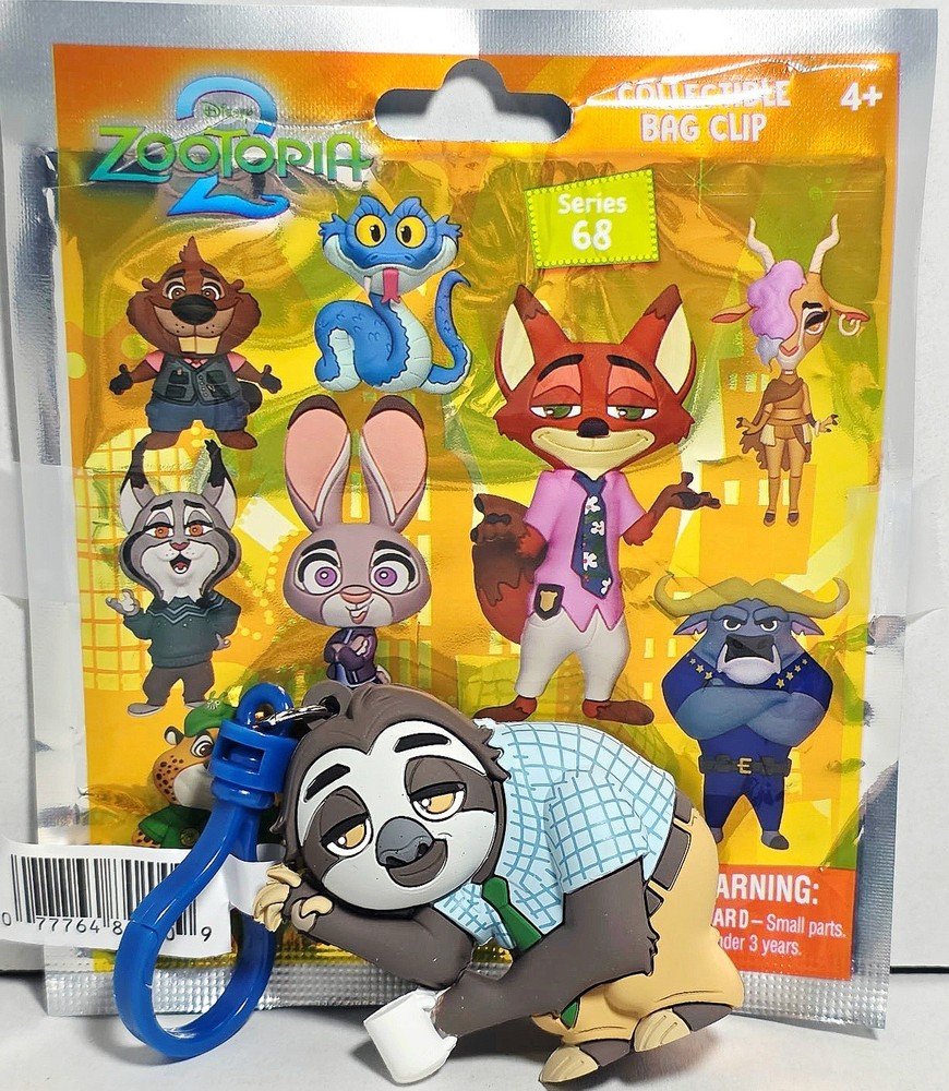 Zootopia 2 Series 68 Figural Bag Clip Keychain Sloth FLASH
