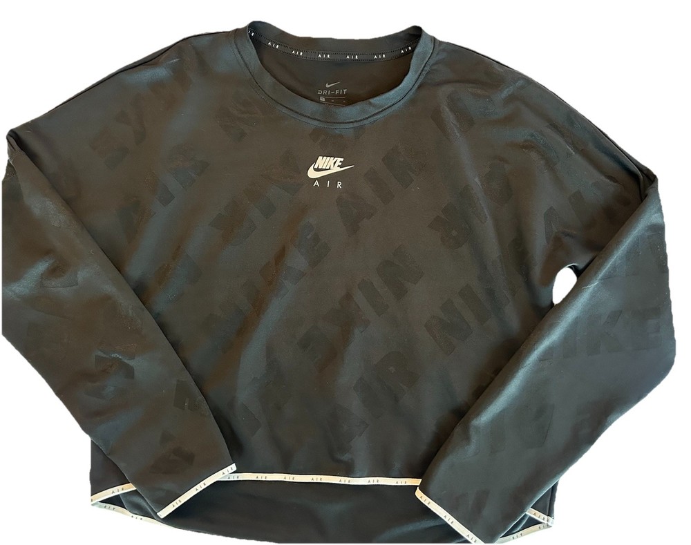 Nike Air Women's Long Sleeve Mid Layer Crew Running Top Dri-FIT Medium Black