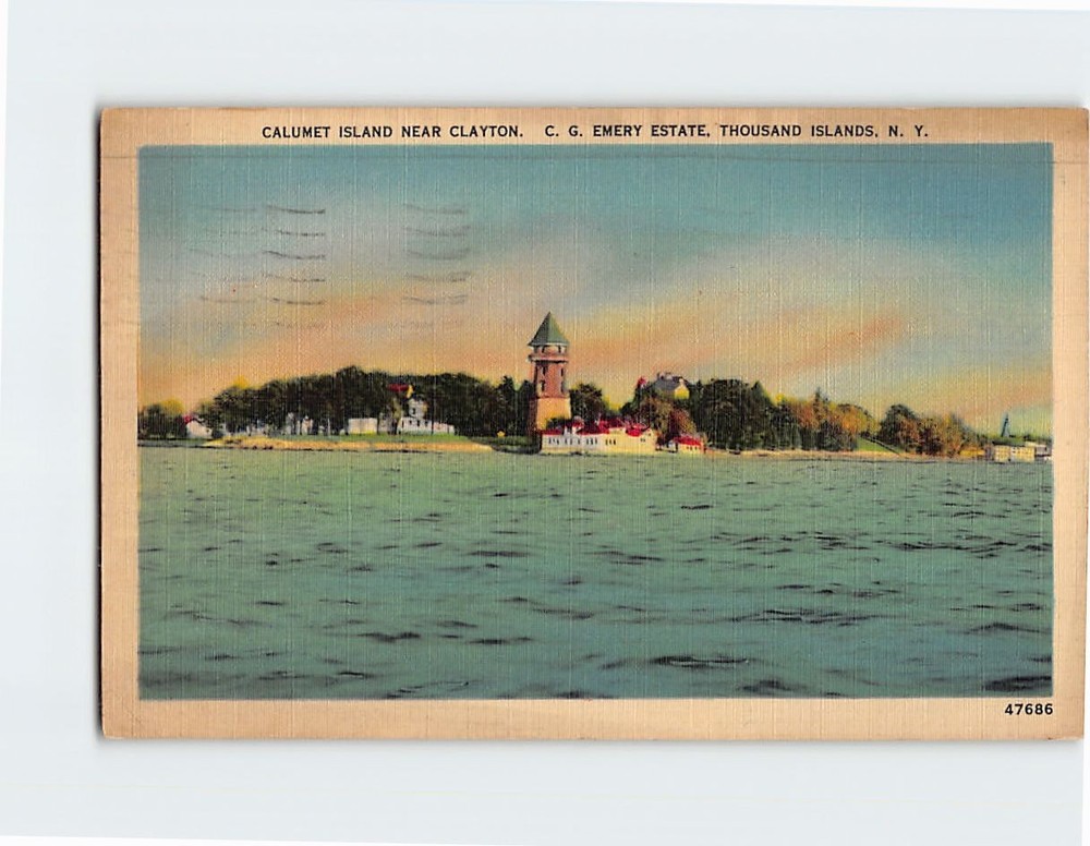 Postcard Calumet Island near Clayton CG Emery State Thousand Islands New York