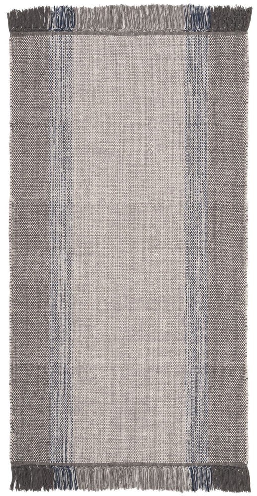 Blue Grey Cotton Runner Rug 2x6 Feet Soft Washable Hallway