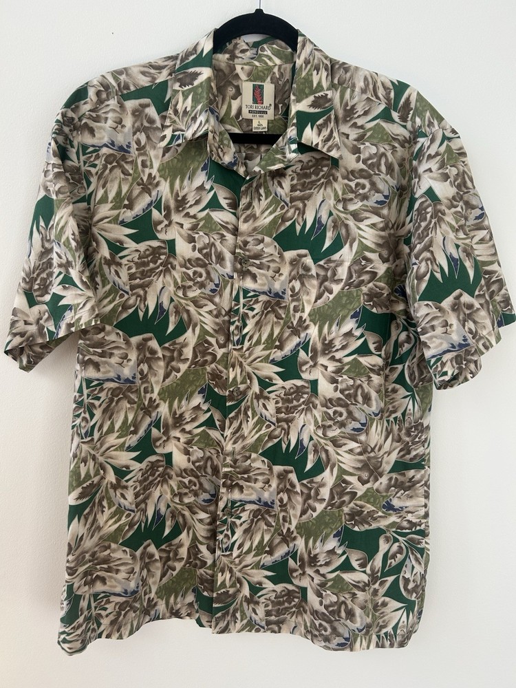 Tori Richard Men’s L Honolulu Hawaiian Camp Floral Cotton Summer Vacation Shirt
