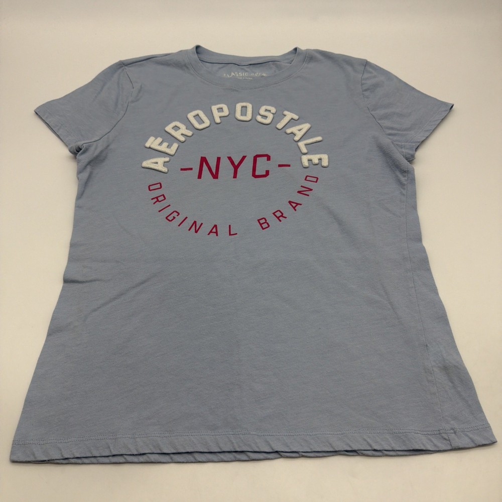 Classic Crew Aeropostale T-shirt Women XL Blue Graphic Print Logo .#46095