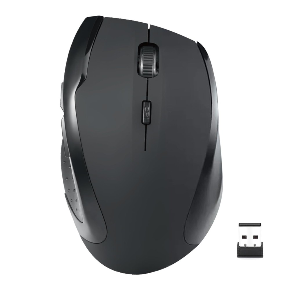 2.4G Wireless Mouse with 6 Buttons, Nano USB Receiver, Ergonomic Design, 80 DPI