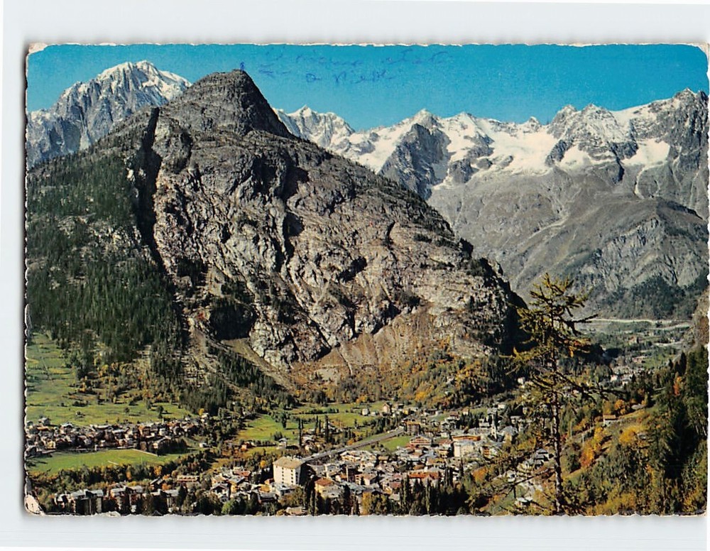 Postcard  General View & Mont Blac  Courmayeur Aosta Valley  Italy