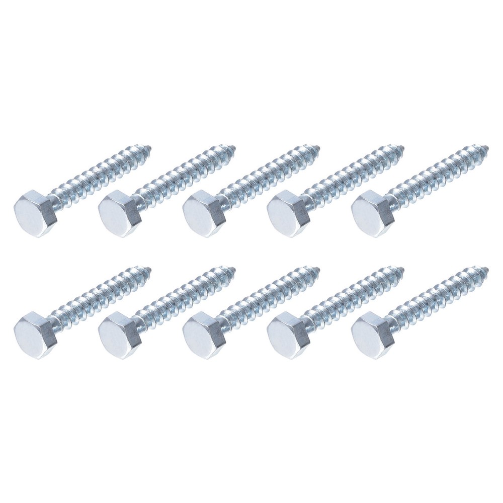 Hex Head Self-Tapping Wood Screws M6x40mm 50Pcs Carbon Steel