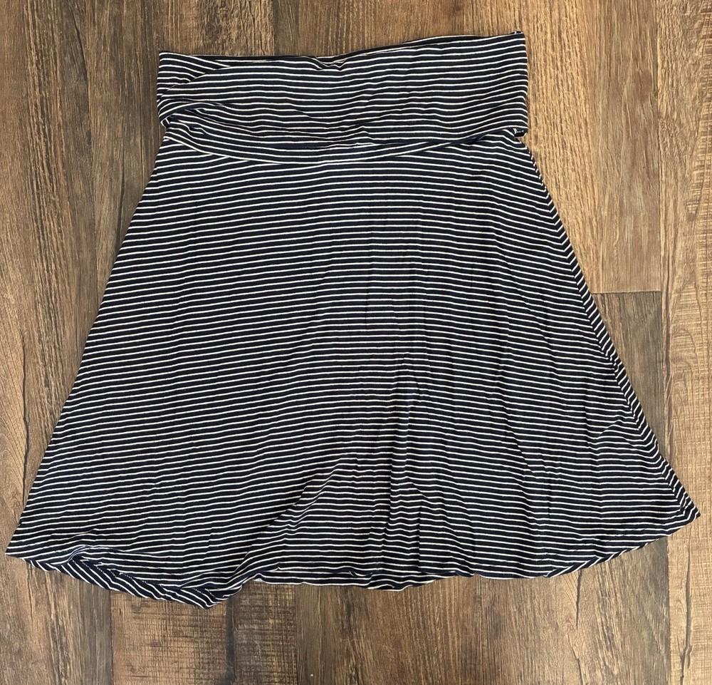 Gap Maternity Womens Striped Viscose Foldover Elastic Waist Pull On Skirt Navy S