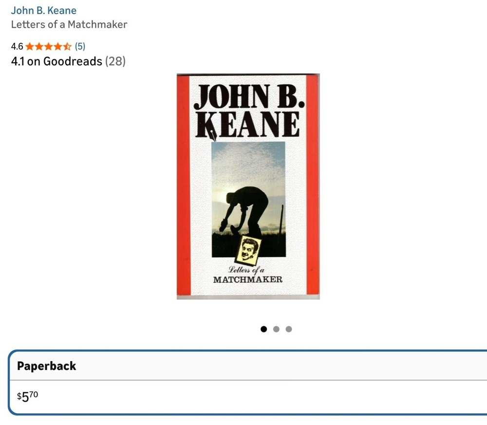 Letters of a Matchmaker by John B. Keane (Trade Paperback)Classic Irish Humor Paperback