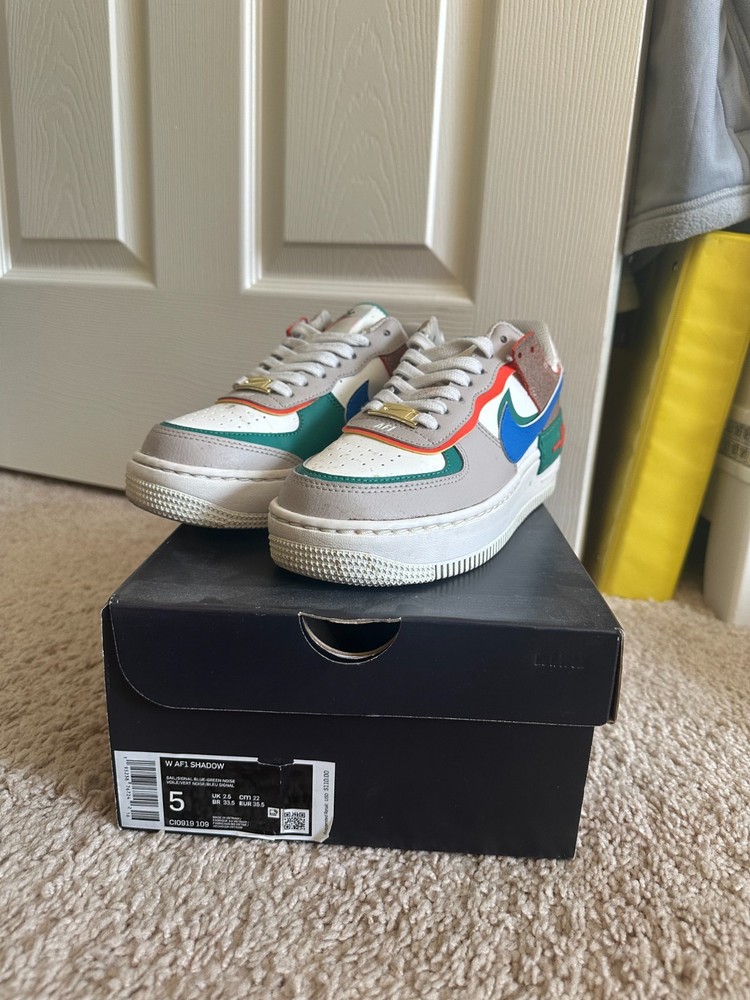 Size 3.5 - Nike Air Force 1 Shadow Sail Signal Blue Green W