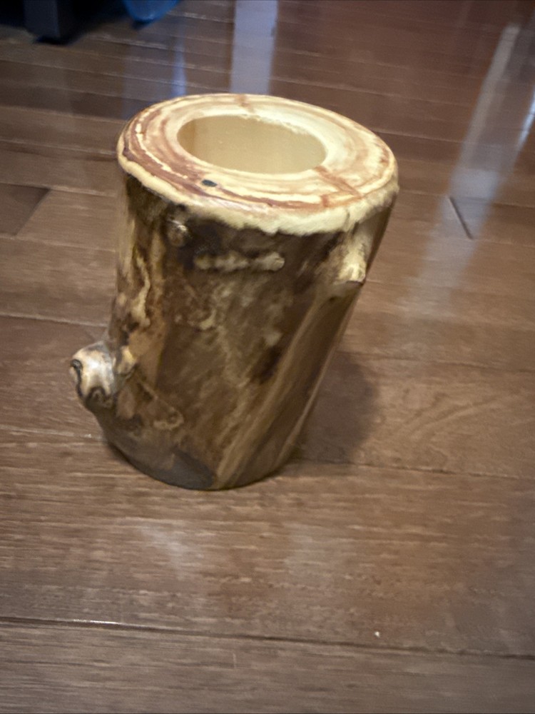 Hand Made Live Edge Burl Wood Single Tea Light Candle Holder 4 x 3.5”