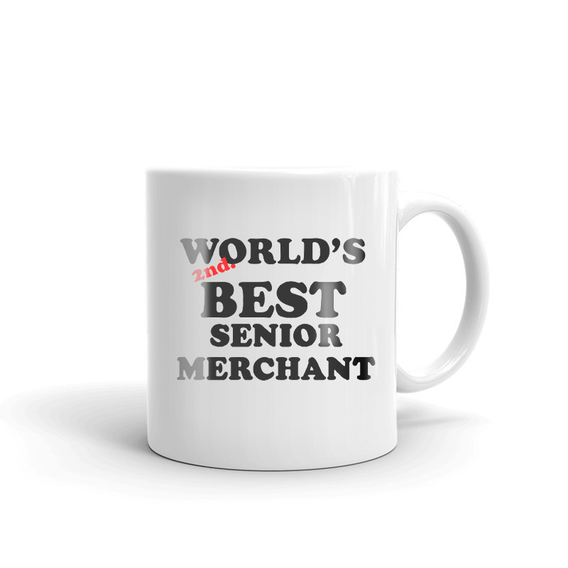 World's 2nd Best Senior Merchant Coffee Tea Ceramic Mug Office Work Cup Gift