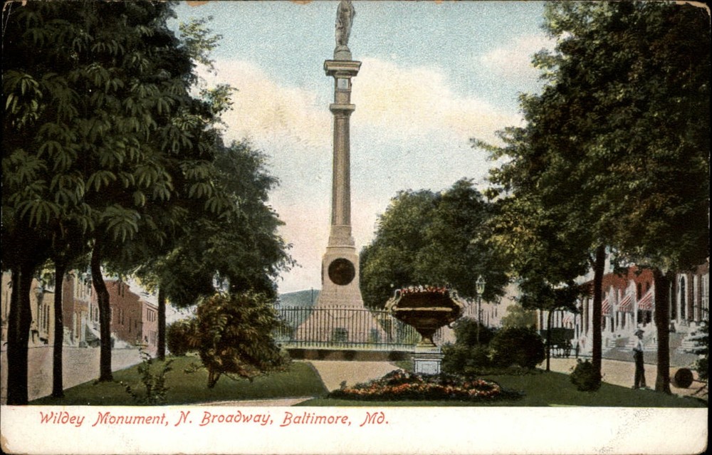 Baltimore Maryland ~ Wildey Monument ~ North Broadway ~ postcard sku195