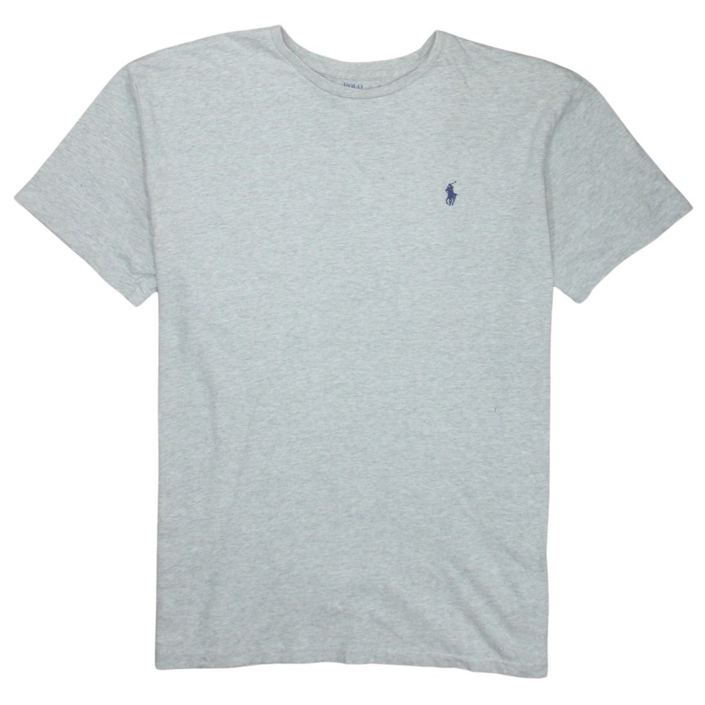Polo Ralph Lauren Mens T Shirt Light Grey Cotton Embroidered Pony Logo Tee L