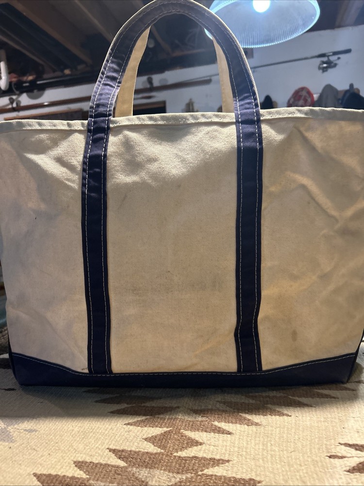 Vintage LL Bean Large 23 Inch Blue Canvas Boat and Tote Bag Personalized