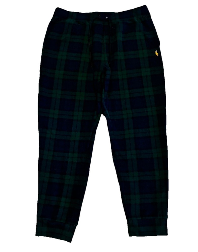 Polo Ralph Lauren Men’s Black Watch Plaid Fleece Jogger Sweatpants Size XL