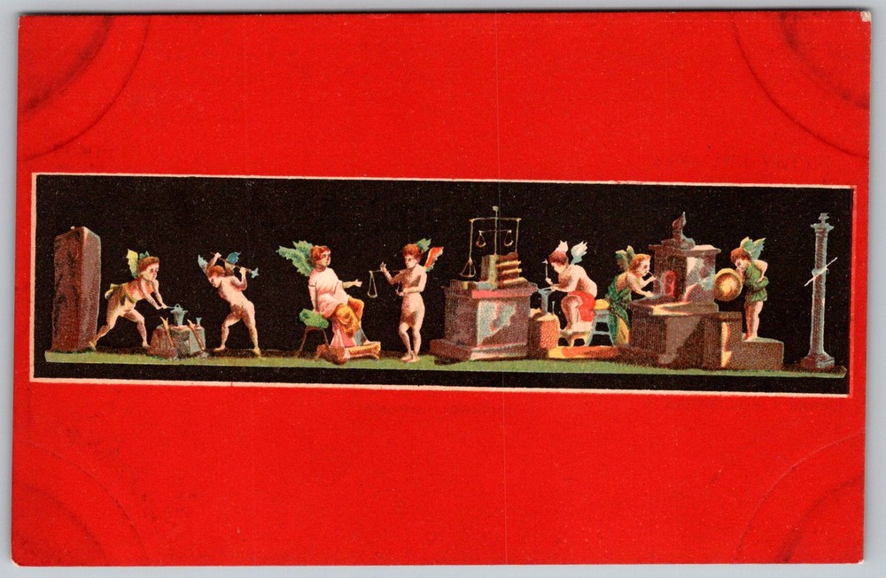 Antique Postcard Putti Cherubs Frieze Panel It 1910s