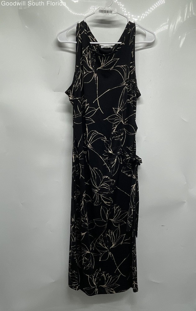 Calvin Klein Womens Black Floral Print Sleeveless Maxi Dress Size Large