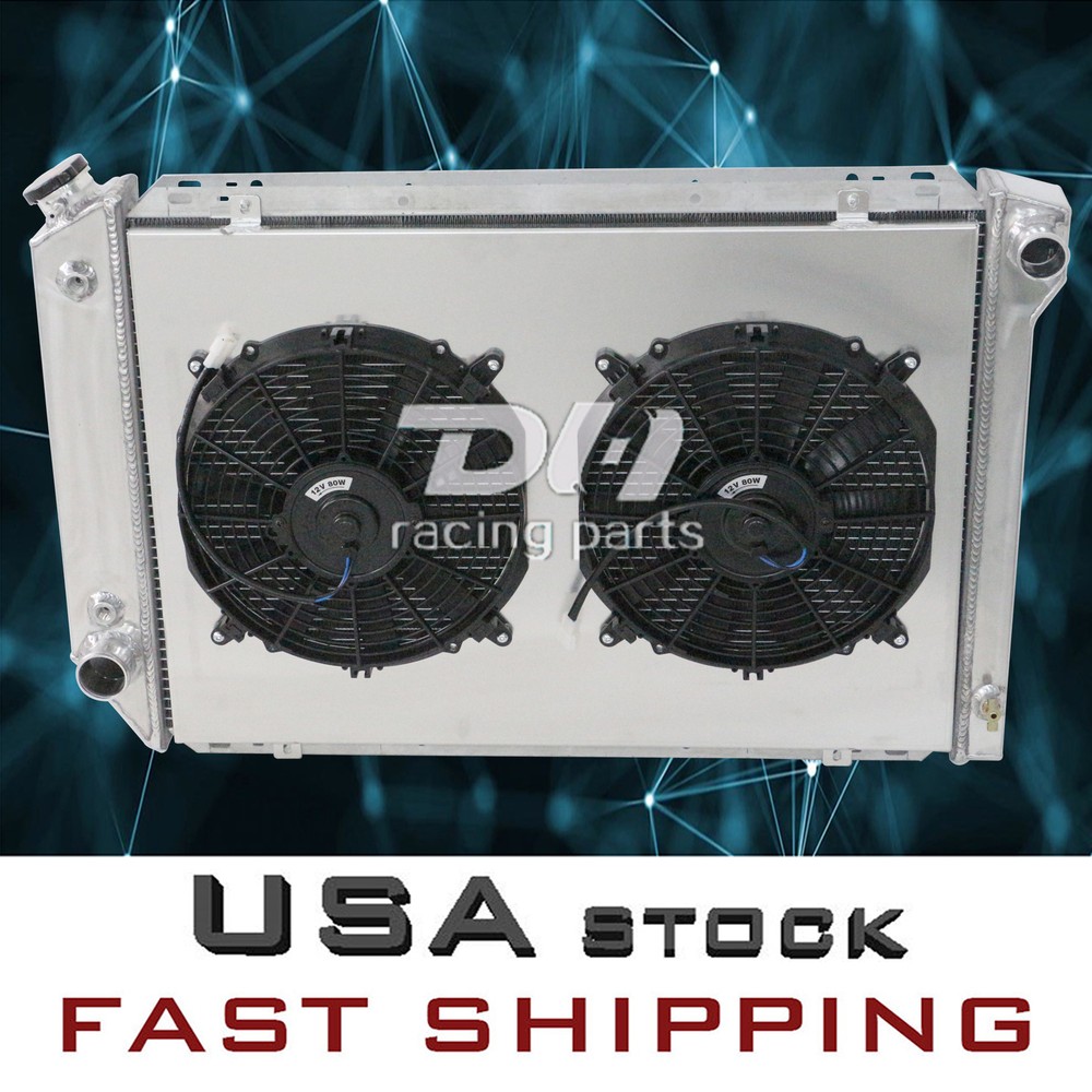 Aluminum Radiator+ Shroud +Fans For 1980-1984 82 Ford F100 F150 F250 F350 Bronco