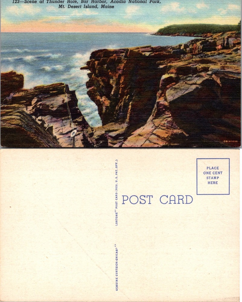 Thunder Hole Bar Harbor Acadia National Park Maine ME Postcard-image