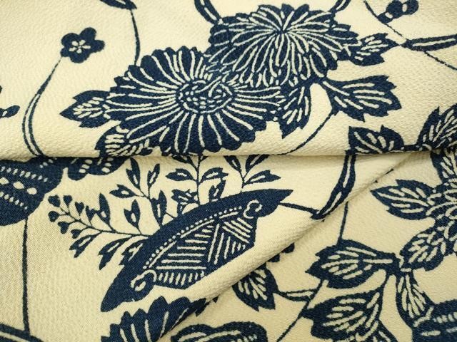 Heiwaya Indigo Kimono Fine Pattern Silk Traditional Japanese Dress