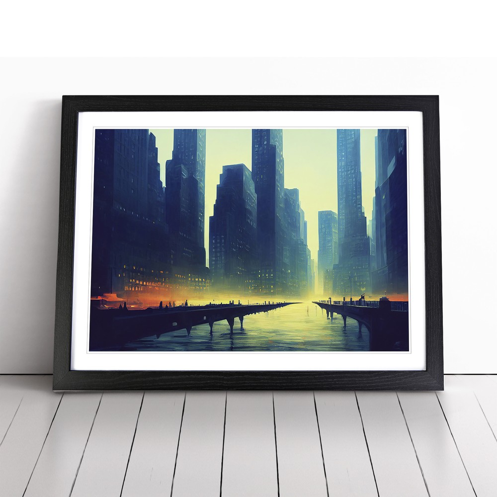 New York Skyline Concept Wall Art Print Framed Canvas Picture Poster Decor