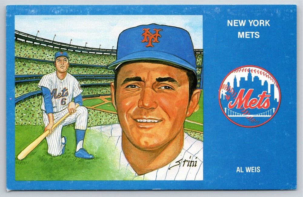 Sports~Artwork Of Al Weis Of The New York Mets Baseball Team~Vintage Postcard