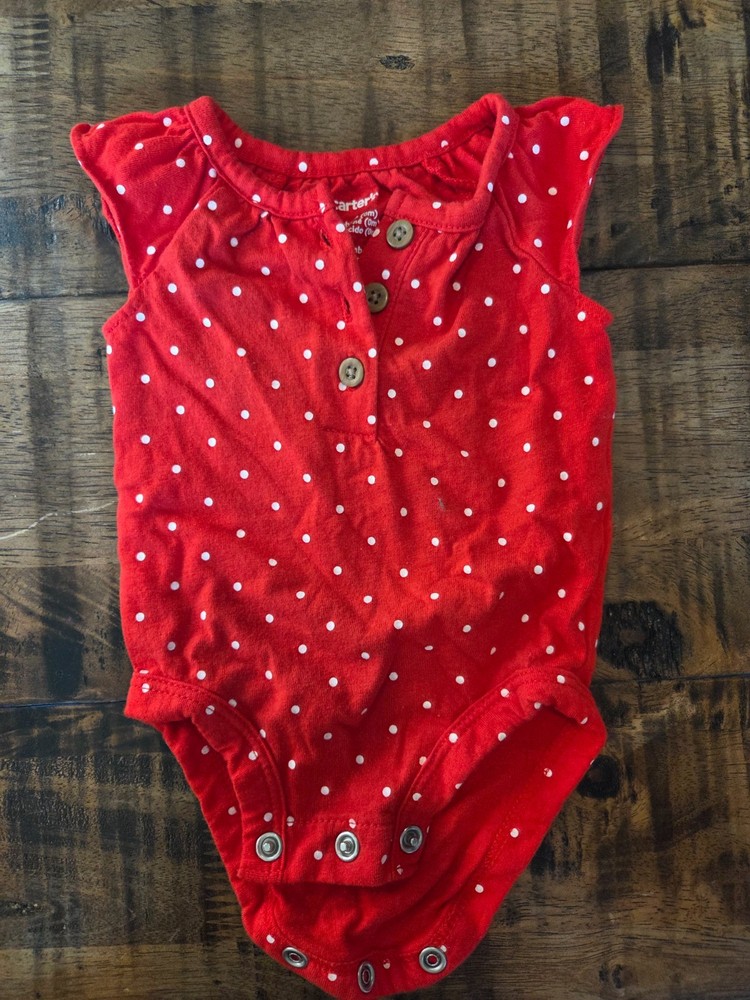 Carter's Baby Girls Newborn One Piece Red with White Polka Dots