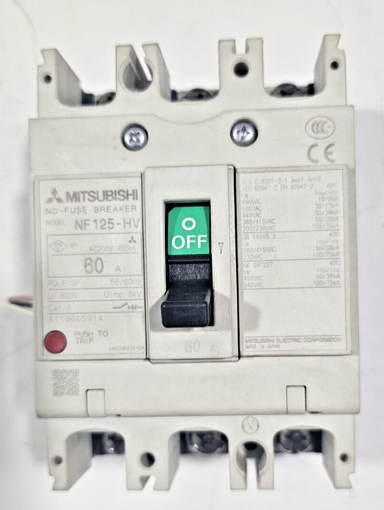 MITSUBISHI NF125-HV 3P 60A No-fuse breaker 690V 50KA