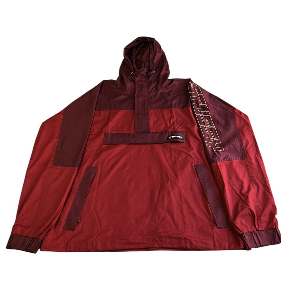 Stussy Alpine Windbreaker Jacket Men’s Large Red 1/4 Zip Pullover Performance
