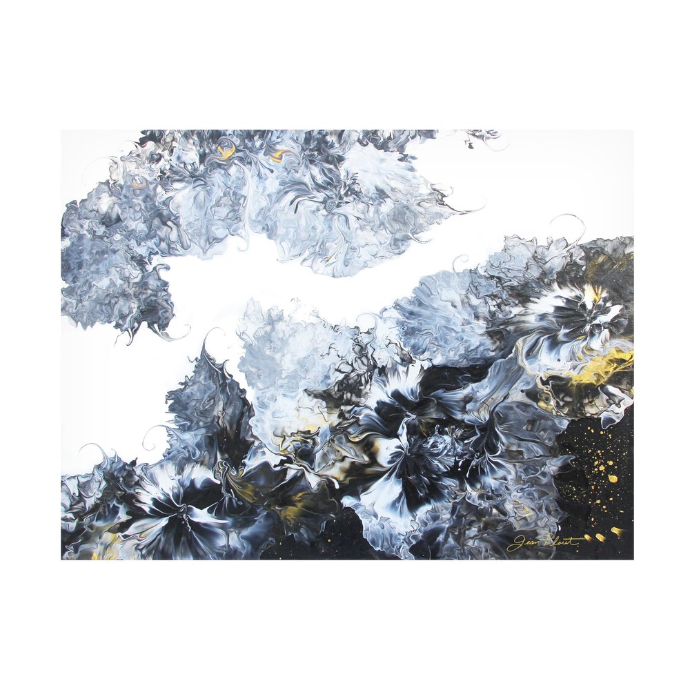 Canvas Wall Art - Jean Plout 'Mystical Black Pouring' Wall Art for Living Roo...