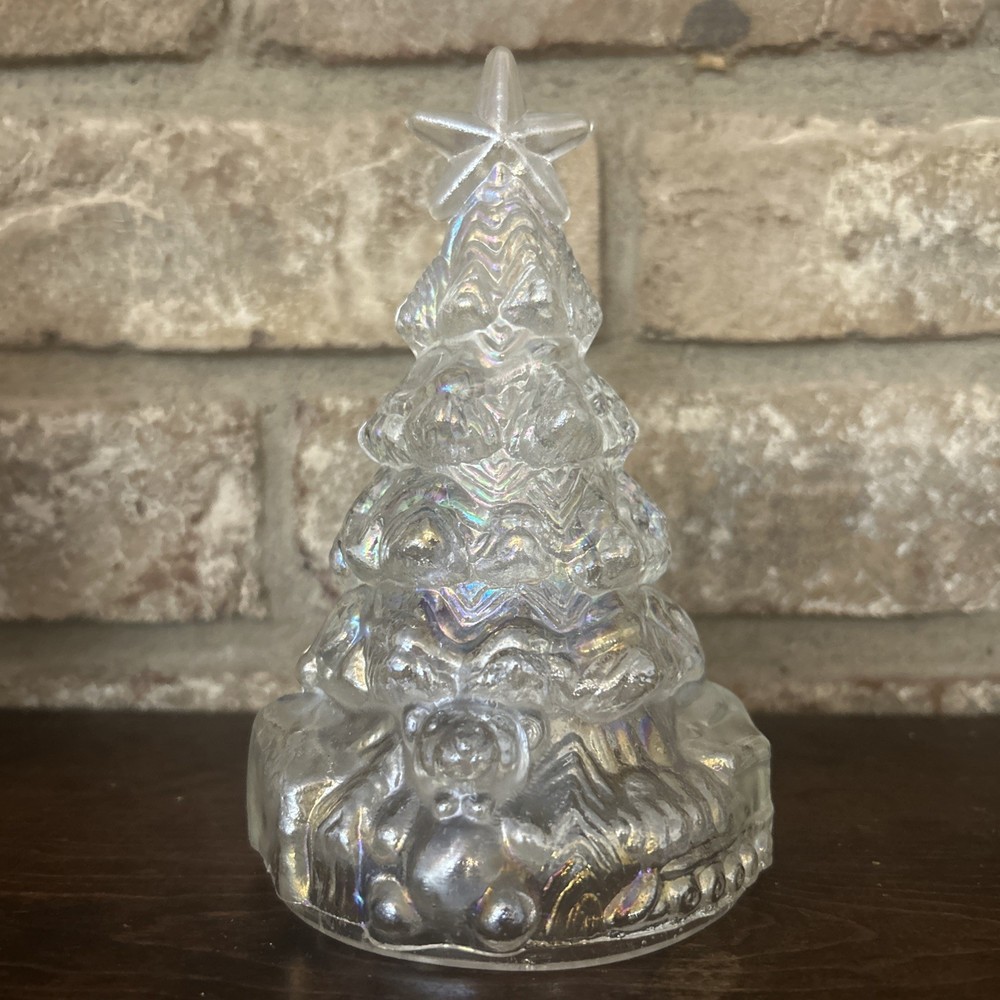 Beautiful Vintage Iridescent Carnival Glass Christmas Tree Presents Teddy Bear