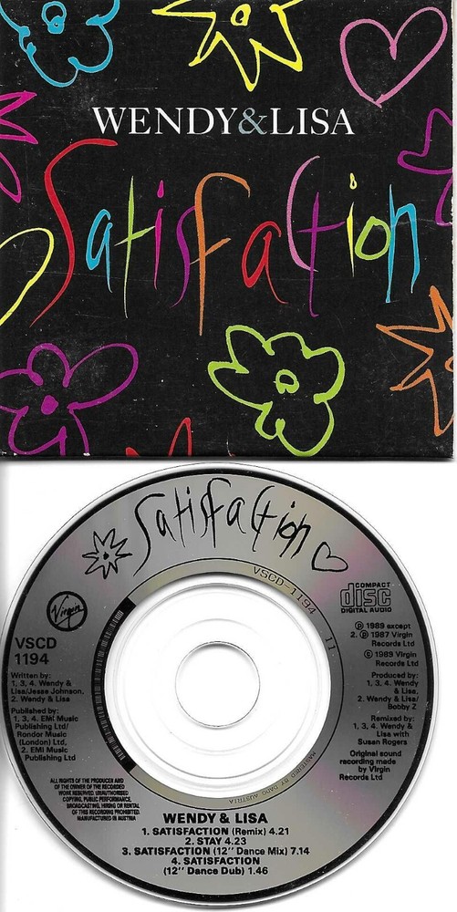 Prince WENDY & LISA Satisfaction 3 MIXES & UNRELEASED MINI 3 INCH CD single CD3